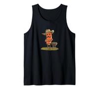 Fun Cowboy Weenie con Barba Bigote para Barbacoa y Perritos Calientes Camiseta sin Mangas