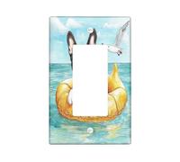 Fun - Cubierta decorativa para interruptor de perro Boston Terrier, 1 banda, escena de verano, placa frontal eléctrica para decoración de dormitorio y sala de estar