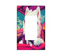 Fun - Cubierta decorativa para interruptor de perro samoyedo, 1 banda, cubierta de placa de pared de arte pop Chien, tamaño estándar, placa frontal eléctrica de cachorro para decoración de dormitorio