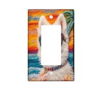 Fun - Cubierta decorativa para interruptor de perro samoyedo, 1 banda, diseño de playas bordadas, cubierta de placa de pared Chien, tamaño estándar, placa frontal eléctrica de cachorro para decoración