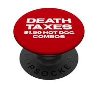 Fun Death, Taxes, $1.50 Hot Dog Combos Box Store Food PopSockets PopGrip Adhesivo