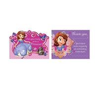Fun Express - Sofia The First Invite/Thank You Tarjetas para Cumpleaños - Suministros para fiestas - Vajilla con licencia - Invitaciones con licencia - Cumpleaños - 16 piezas