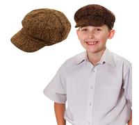 FUN FABLES Gorra plana para niños Baker Boy - Gorra clásica victoriana de 8 paneles, gorra de gángster Gatsby Peaky de los años 20 y 1930, accesorios de disfraz para niños y niñas, marrón, marrón