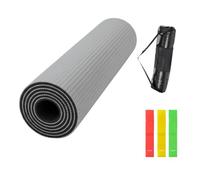FUN FAN LINE - Esterilla de Yoga y Pilates | Colchoneta Antideslizante para Ejercicio y Deporte | Alfombra de Entrenamiento Profesional, Portátil con Bolsa de Transporte para Fitness (Gris)