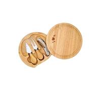 FUN FAN LINE - Tabla de Cortar Quesos de Bambú con Kit 3 Herramientas | Tabla de Charcutería con Tenedor, Cuchillo y Sacacorchos | Set de Aperitivos para Amantes del Queso