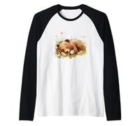 Fun Flower Bear ama Las Margaritas y el Prado en Verano Camiseta Manga Raglan