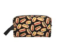 Fun Food - Bolsa de cosméticos de gran capacidad con estampado de perros calientes para mujeres, bolsa de aseo para hombres, bolsa de aseo de viaje, White, Talla única