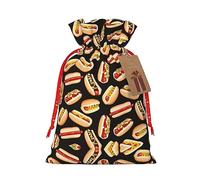 Fun Food Hot Dogs - Bolsa de regalo de Navidad con cordón para fiestas, perfecta para regalos de Navidad y equipaje de mano