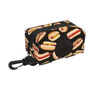 Fun Food Hot Dogs - Dispensador de bolsas para excrementos de perro, bolsa pequeña con cremallera y mosquetón