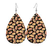 Fun Food Hot Dogs - Pendientes navideños para mujer, aretes de gota de estrella festiva, joyería colgante elegante para celebraciones, One Size, Cuero