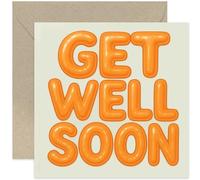 Fun Get Well Soon - Tarjeta para amigos, diseño de globos inflables, color naranja, con sobre