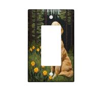 Fun Golden Retriever - Cubierta decorativa para interruptor de 1 banda, diseño de bosque primaveral Chien, placa frontal eléctrica para decoración de dormitorio, sala de estar