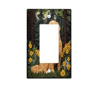 Fun Golden Retriever - Cubierta decorativa para interruptor de 1 banda, diseño de bosque primaveral Chien, tamaño estándar, placa frontal eléctrica de cachorro para decoración de dormitorio y sala de