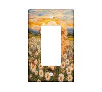 Fun Golden Retriever - Cubierta decorativa para interruptor de 1 banda, diseño de margaritas de primavera, tamaño estándar, placa frontal eléctrica de cachorro para decoración de dormitorio y sala de