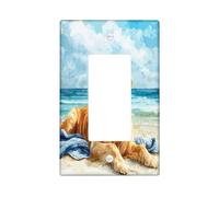 Fun Golden Retriever - Cubierta decorativa para interruptor de 1 banda, diseño de perro Golden Retriever, cubierta de placa de pared Chien de acuarela de verano, tamaño estándar, placa frontal