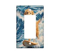 Fun Golden Retriever - Cubierta decorativa para interruptor de 1 banda, diseño de perro Golden Retriever, placa frontal eléctrica para decoración de dormitorio, sala de estar