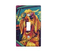 Fun Golden Retriever - Cubierta decorativa para interruptor de 1 banda, placa de pared de interruptor de arte pop Chien, placa frontal eléctrica para cachorros para decoración de dormitorio y sala de