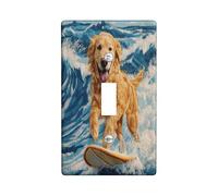 Fun Golden Retriever - Cubierta decorativa para interruptor de perro, 1 banda, con bordado de verano, placa frontal eléctrica para decoración de dormitorio y sala de estar