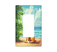 Fun Golden Retriever - Placa de pared para interruptor de perro, 1 banda, basculante individual, diseño de píxeles de verano, playas Chien, placa frontal eléctrica para decoración de dormitorio, baño