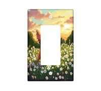 Fun Golden Retriever - Placa de pared para interruptor de perro, 1 banda, diseño de píxeles de primavera Daisy Chien, placa frontal eléctrica para decoración de dormitorio, baño, placa de interruptor