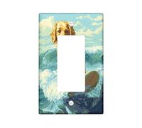 Fun Golden Retriever - Placa decorativa para interruptor de 1 banda, diseño de píxeles de verano, surf Chien, placa frontal eléctrica para decoración de dormitorio, baño, placa de interruptor de