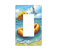 Fun Golden Retriever - Placa decorativa para interruptor de perro, 1 banda, balancín individual, escena de píxeles de verano, placa frontal eléctrica Chien para decoración de dormitorio, baño, placa