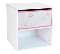 Fun House Licorne Chevet/Table de Nuit Avec tiroir 33 X P. 30 CM pour Enfant 713045 Unicornio-Mesita de Noche con cajón H.36 X L. 33 x 30 cm para niños, Madera, Blanco/Rosa, à Partir de 2 ANS