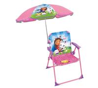 FUN HOUSE NIÑO 713603 Gabby Y Y LA CASA MÁGICA Silla PLIANTE JO H.53 X L.38,5 X P.37,5 CM con Parasol Ø65 CM, Plástico Aluminio, Rosa