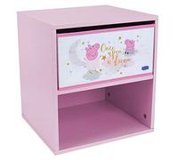 Fun House 713497 Peppa Pig Chevet/Table de Nuit Avec tiroir H.36 X L. 33 X P. 30 CM pour Enfant Mesita de Noche con cajón 33 x 30 cm para niños, Madera de ingeniería, Blanco, niño
