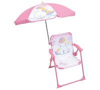 Fun House Licorne Chaise PLIANTE Camping Avec Dimensions : H.38.5 XL.38.5 x P.37.5 CM + Parasol Ø 65 CM POUR Enfant Unicornio-Silla Plegable (38, 5 x 38, 37,5 cm + sombrilla niños), Acero aleado, Rosa