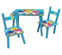Fun House Niño 713439 Baby Shark - Mesa Rectangular (41 x 61 cm, 42 cm, con 2 sillas, 49,5 x 31 x 31,5 cm, MDF, Multicolor