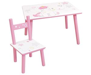 Fun House Niño 713527 Unicornio Mesa H.41, L.61 42 cm con una Silla H.49,5 x 31 x 31,5 cm