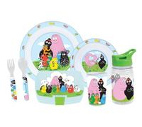 FUN HOUSE | Set completo de caja de comida Barbapapa para niño | 1 vaso, 2 platos + cubiertos + botella y caja de merienda | Licencia oficial | Reutilizable y Microondable | Idea de regalo para niños