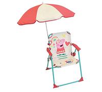 Fun House - Silla Plegable Infantil Peppa Pig con sombrilla de 65 cm de diámetro, 53 x 39 x 39 cm | Licencia Oficial | Mueble Exterior Ligero | Idea de Regalo al Aire Libre a Partir de 3 años