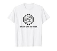 Fun I Run So My Demons Can't Catch Me Exercise Humor Design Camiseta gráfica económica, Hombre, Blanco, M