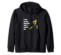 Fun I Run So My Demons Can't Catch Me Exercise Humor Design Sudadera con Capucha