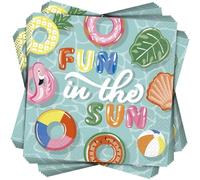 Fun in The Sun - Servilletas multicolor para almuerzo, 16 unidades, perfectas para fiestas temáticas de playa y verano