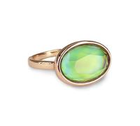 FUN JEWELS Anillo de oro rosa para mujer, cristal facetado ovalado que cambia de color, piedra de estado de ánimo, joyería minimalista, Cristal, Sin piedras preciosas
