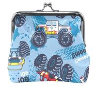 Fun Monster Trucks - cartera de piel azul para mujer con hebilla y cierre de beso para cambio de dinero para niñas, Fun Monster Trucks Azul, UNITALLA, Fun Monster Trucks Azul, UNITALLA, Classic