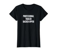 Fun Professional Trailer Backer Upper Camper RV Boater Joke Camiseta gráfica económica, Mujer, Negro, L