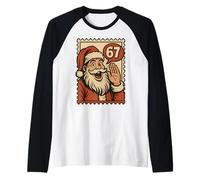 Fun Retro 67 Number Christmas Six Seven Meme Santa Claus Boy Camiseta Manga Raglan