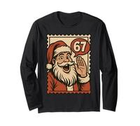 Fun Retro 67 Number Christmas Six Seven Meme Santa Claus Boy Manga Larga