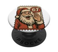 Fun Retro 67 Number Christmas Six Seven Meme Santa Claus Boy PopSockets PopGrip Adhesivo