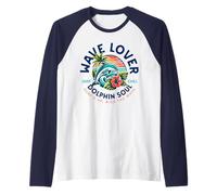 Fun Ride Olas Surfista Océano Delfín Amor Hawaiano Surf Lover Camiseta Manga Raglan