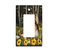 Fun Rough Collie Dog - Cubierta decorativa para interruptor, 1 banda, diseño de bosque primaveral, cubierta de placa de pared Chien, tamaño estándar, placa frontal eléctrica de cachorro para