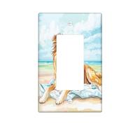 Fun Rough Collie Dog - Cubierta decorativa para interruptor, 1 banda, diseño de playa de acuarela de verano, placa frontal eléctrica para decoración de dormitorio y sala de estar