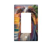 Fun Rough Collie Dog - Cubierta decorativa para interruptor, 1 banda, diseño de playas bordadas, placa frontal eléctrica de cachorro para decoración de dormitorio y sala de estar