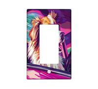 Fun Rough Collie Dog - Cubierta decorativa para interruptor de 1 banda, diseño de perro de arte pop, cubierta de placa de pared Chien, tamaño estándar, placa frontal eléctrica de cachorro para