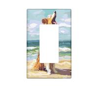 Fun Rough Collie Dog - Placa de pared para interruptor de 1 banda, diseño de píxeles de verano, playas Chien, placa frontal eléctrica para decoración de dormitorio, baño, placa de interruptor de