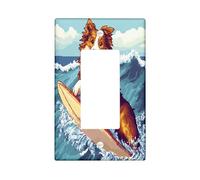 Fun Rough Collie Dog - Placa decorativa para interruptor de 1 banda, diseño de píxeles de verano, Surf Chien, placa frontal eléctrica para decoración de dormitorio, baño, placa de interruptor de